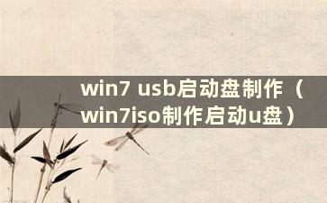 win7 usb启动盘制作（win7iso制作启动u盘）